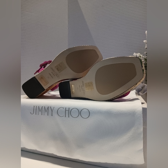 NWT Jimmy Choo - Mirabelle Casual Suede Edge Floral Sandals - Picture 7 of 13